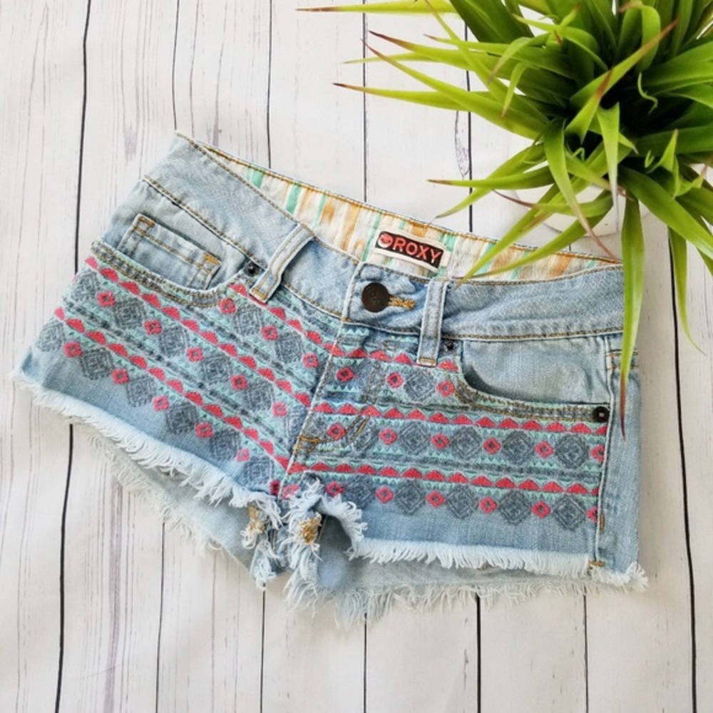 Foxy Denim Embroidered Shorts